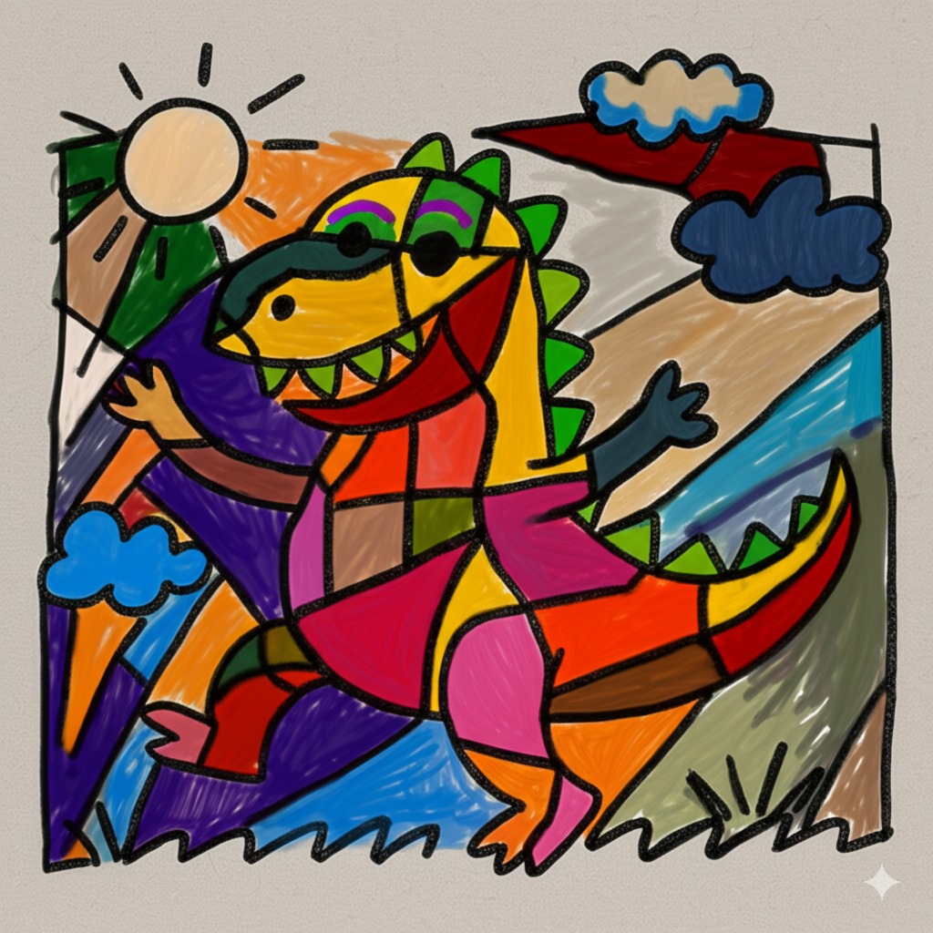AI transformed dinosaur artwork
